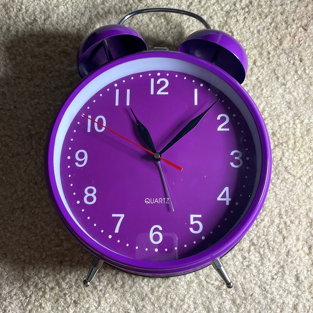 Purple Quartz Twin Bell Analogue Alarm Clock